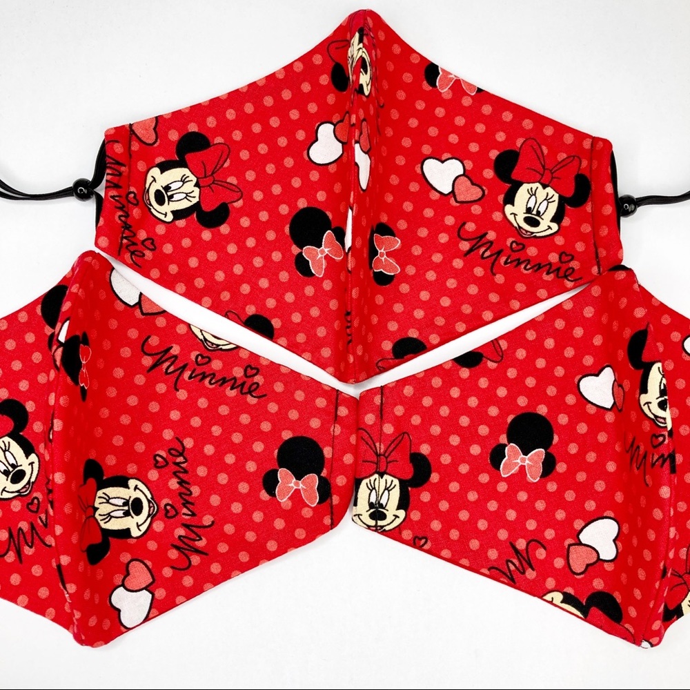 Minnie Mouse Face Mask Reusable Red Black Adult